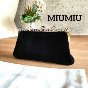 Miu Miu Black Clutch with Crystal Accents